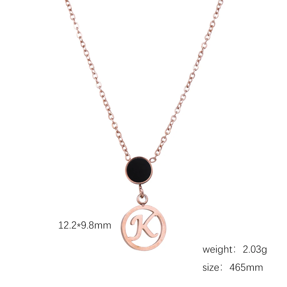 Simple Stainless steel Letter K Chains necklace For Women Gold Short