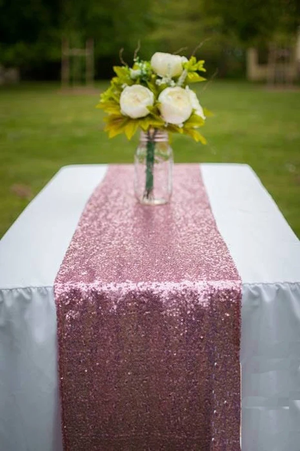20pcs/Pack Luxury Pink Gold/Silver Sequin Table Runner Wedding Party