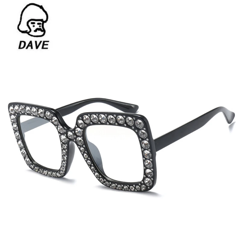 Женские солнцезащитные очки DAVE розовые со стразами квадратные большие