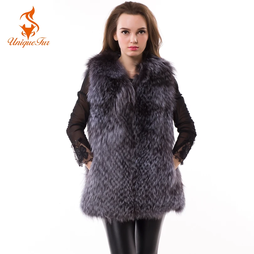 Natural Fur Vest Women Silver Fox Fur Vest Real Fur Coat For Women