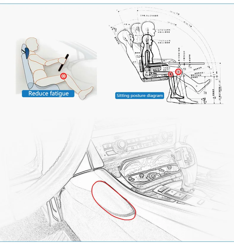 Leather Car Leg Cushion Knee Pad Thigh Support Pillow for Mercedes Benz W203 W204 W205 W211 W210 W212 AMG Accessories (2)