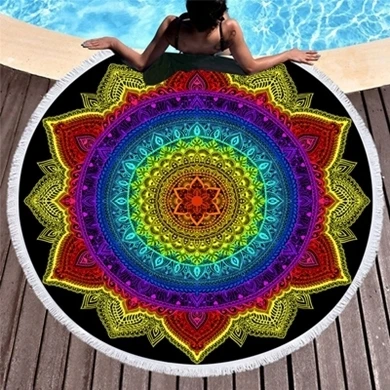 Mandala Elephant Flowers Printed Round Beach Towel Bohemian Microfiber Beach Towels Adults Travel Blankets Bath Towel Tapestry - Цвет: Beach towel6