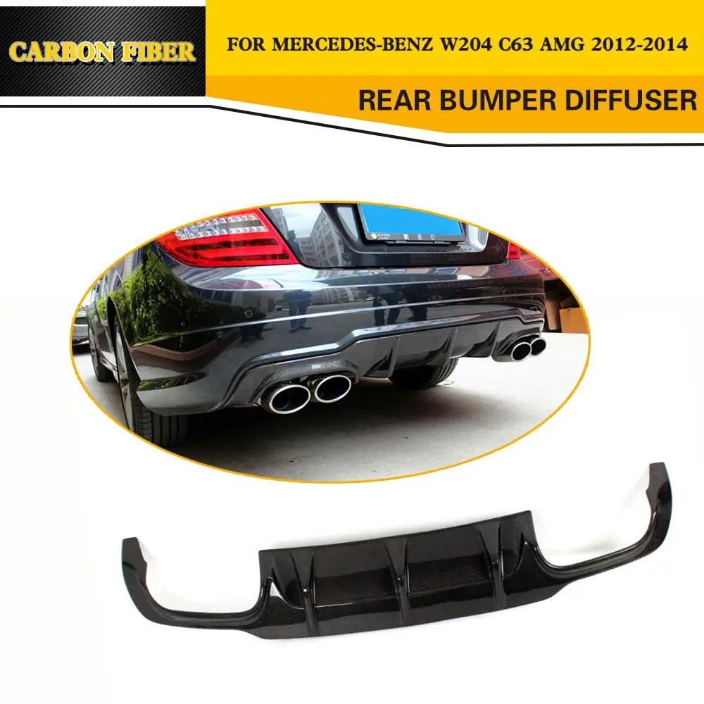 Carbon Fiber Rear Diffuser Lip Fit For Mercedes Benz W204 C63 AMG C300