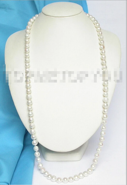 

Free shipping >>>>>>Stunning 33" 11mm baroque white FW pearls necklace E598