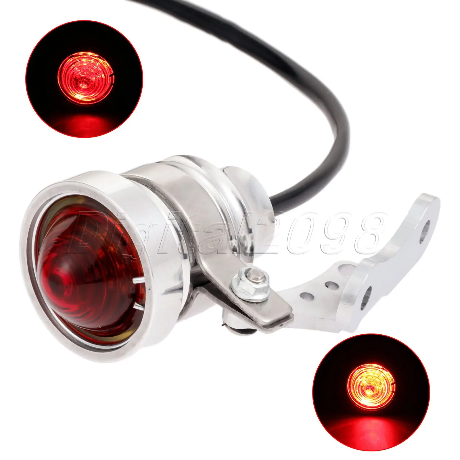 

Yetaha Motorcycle Tail Brake Rear Running Light Tailliaht Vintage Custom For Bobber ATV Chopper Cruiser Cafe Racer Red Lens