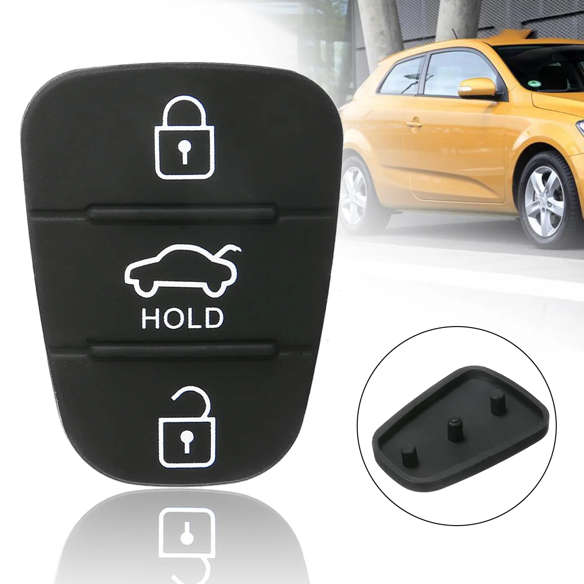 1pcs 3 Button Remote Key Fob Case Rubber Pad For Hyundai i20 i30 Kia Solaris Rio Sorento Sportage Ceed Flip Key