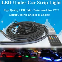 5050 LED Sound Control RGB Flash Strip Tube Light Kit Under Car Glow Underbody System Wireless Remote Waterproof 2×60+2×90/2×120