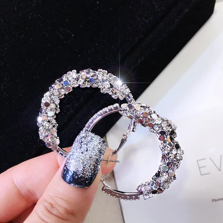 Милый корейский стиль женский большой круг обруч серьги Бохо модные серебряные золотые свадебные серьги для женщин новогодние подарки - Окраска металла: Silver