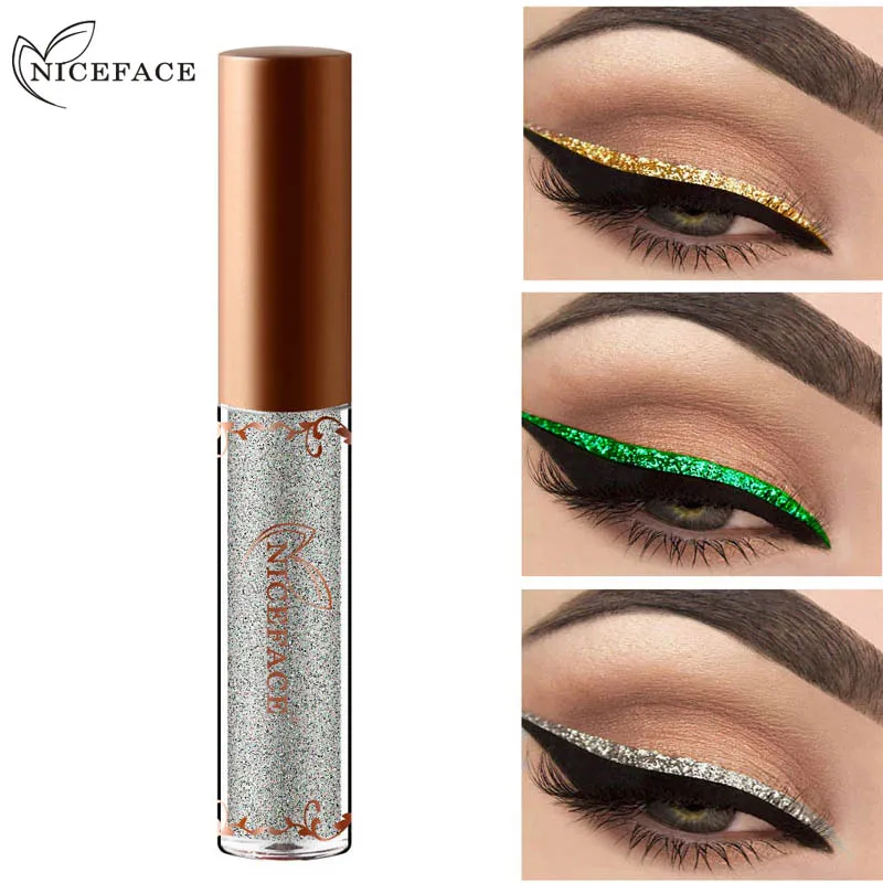 

Metallic 12 Colors Glitter Eyeliner Make Up Shining Liner Cosmetics Waterproof Pigmented Silver Shimmer Makeup Liquid Eyeliner