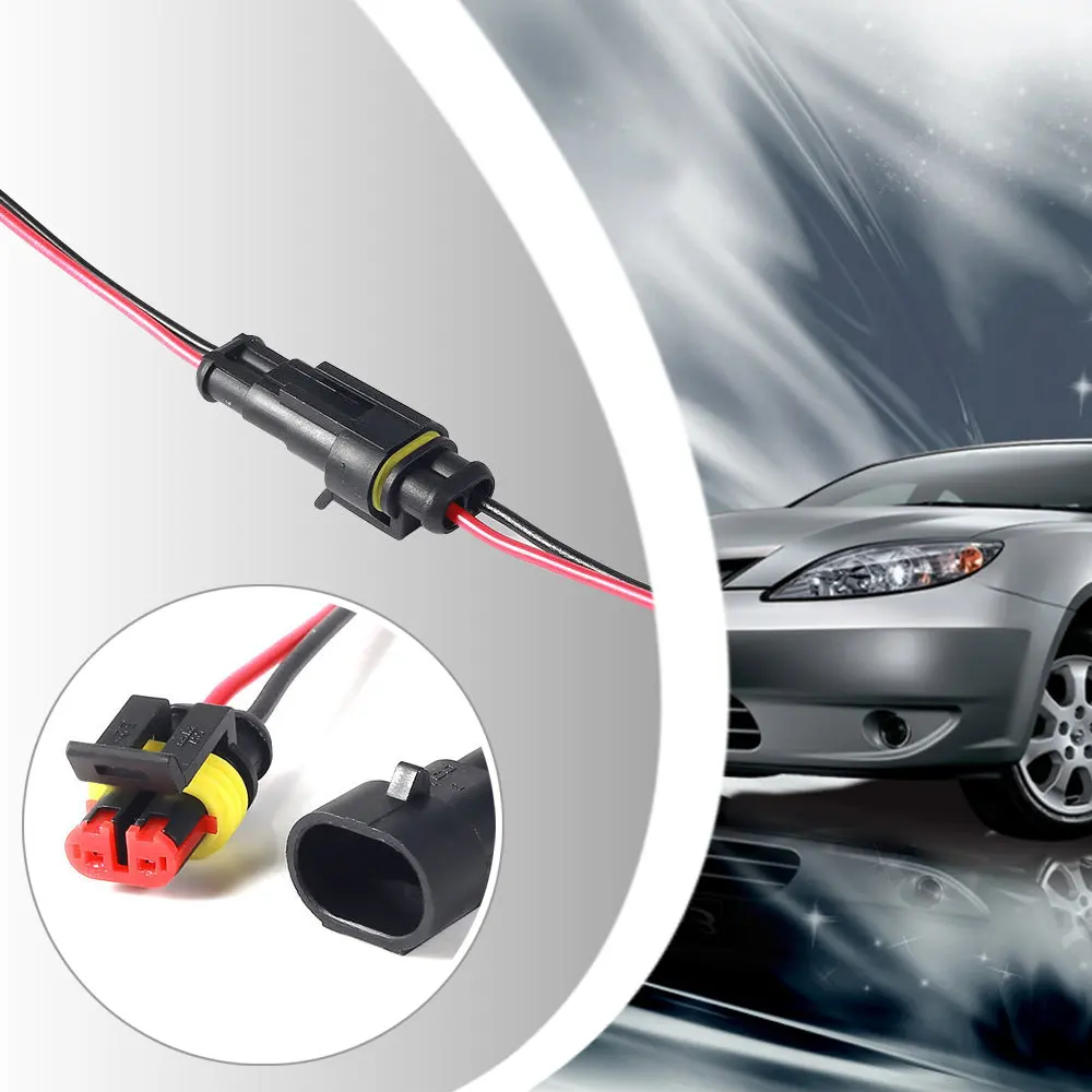 5Sets 2 Pin Way Car Waterproof Electrical Auto Connector Plug with