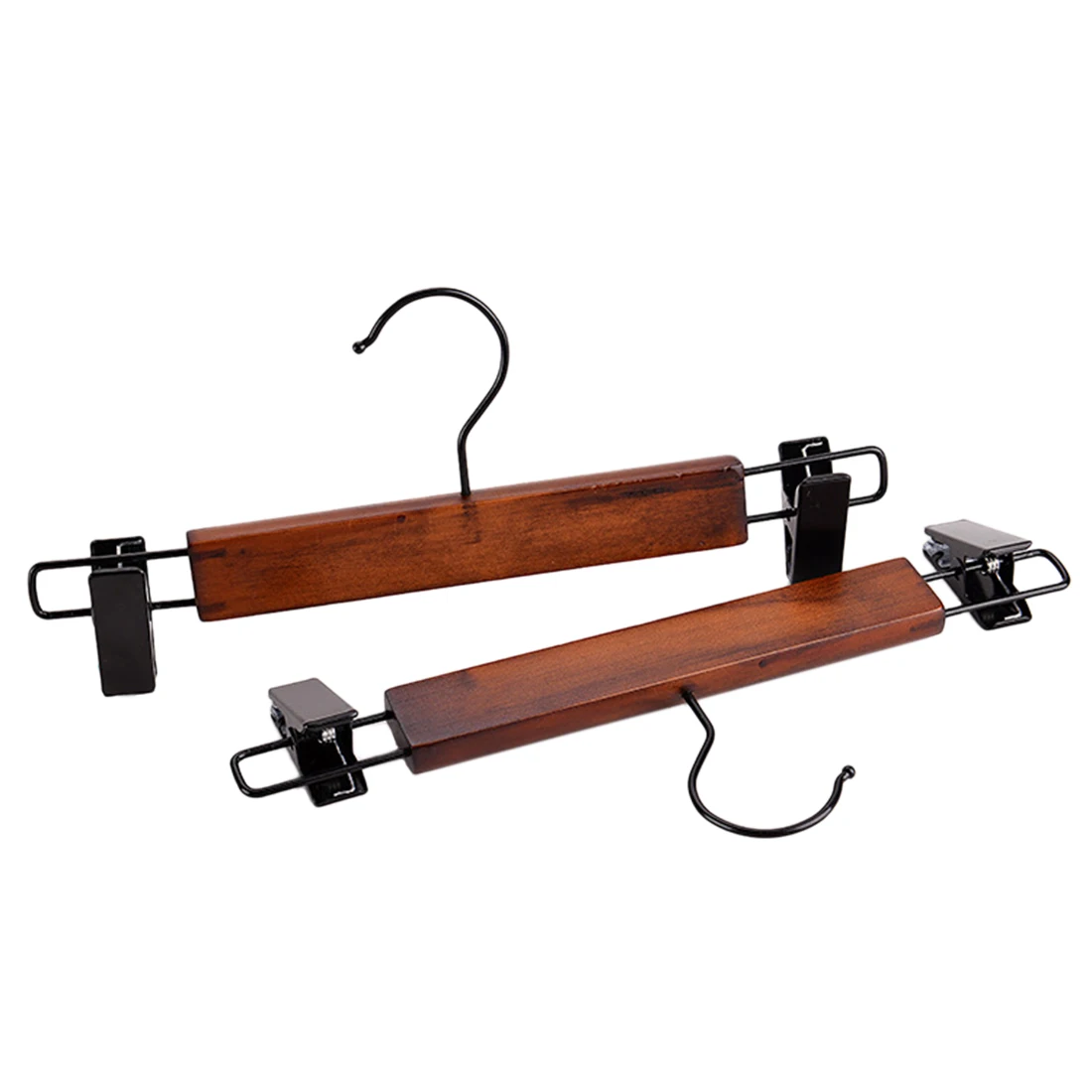 

2pcs High-Quality Retro Pants Skirt T-shirt Kid Clothes Hanger Rack Organizer Solid Wood With Pant Clips For Kids Adults 24/28cm