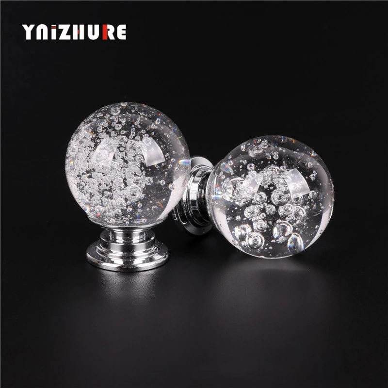 YNIZHURE Brand Design Crystal glass Creative bubble ball Design Cupboard Pulls Drawer Kitchen Cabinet Door Wardrobe Handles 1PC