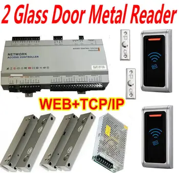 

2 Outdoor Glass DoorFrameless Bolt Lock with Metal case+Outside Waterproof+EM ID Card reader+Web IP Browser visit control+power