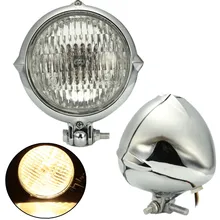 Chrome Black Motorcycle 4 inch Headlight Yellow Light Lamp For Harley Bobber Chopper