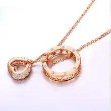 Top Quality 925 Sterling Silver Necklace For Women Jewelry Trendy Austrian rhinestones Gold Heart Pendant Necklace Girls Bijou tiff 100% 925 sterling silver mini double heart tag pendant bead necklace girls gifts exclusive necklace designed for girls