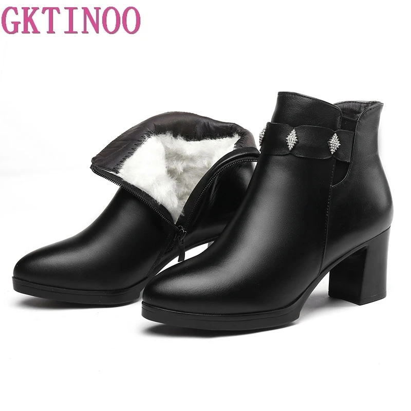 Новинка зимние женские сапоги GKTINOO с шерстяным мехом 100% натуральная кожа на