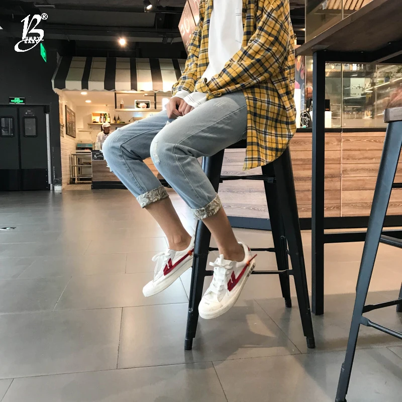 2019 Весна девять очков рваные джинсы Корейская версия самовыращивания ноги Досуг лодыжки длина брюки тренд мужской KZ312