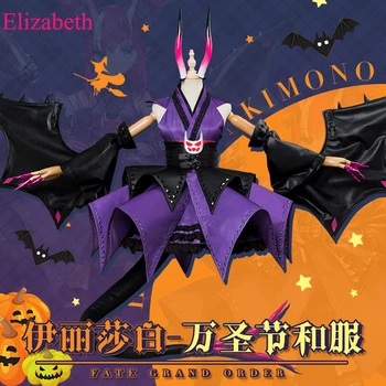 

Anime! Fate/Grand Order FGO Elizabeth Bathory Halloween Kimono Little Devil Uniform Cosplay Costume For Women NEW Free Shipping