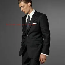 Мужские костюмы на заказ, приталенные, черные, деловые, вечерние, мужские, свадебные, классические костюмы, мужской костюм для свадьбы(пиджак+ брюки+ галстук