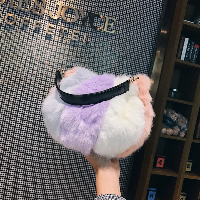 

CASMOR 2018 Fashion Women Brand Mini Small Fur Shoulder Bag Luxury Fox Plush Cute Girls Bucket Handbags Female Soft Clutch Bag