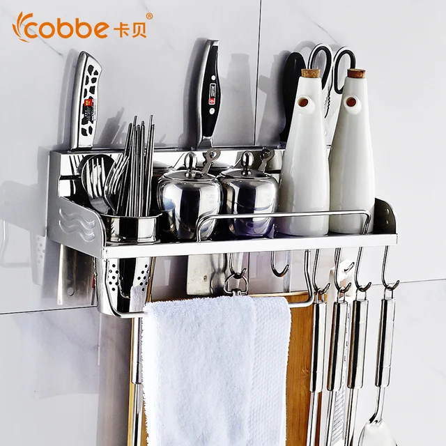 Stainless Steel Kitchen Tool Storage Rack Wall Mounted Bracket Standing