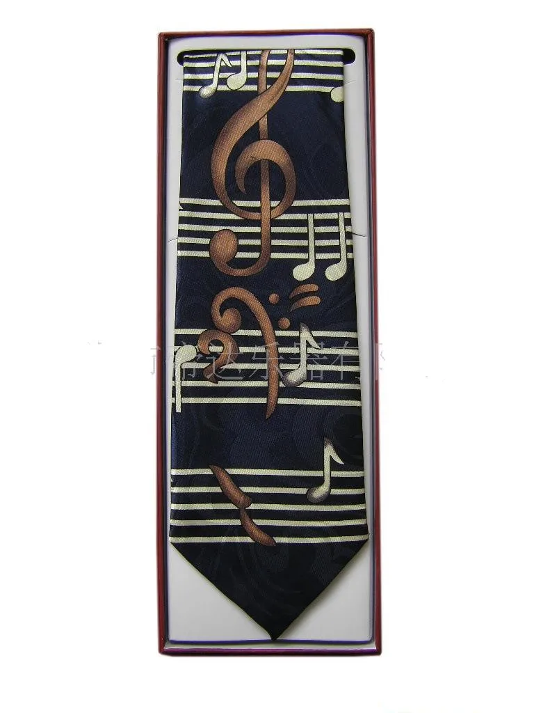 Free Shipping Fashion Music Gift Music Note Piano keys Guitar Printing Pattern Tie Wholesale