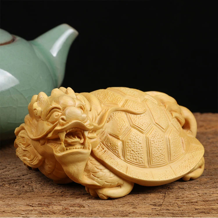

Solid wood Money turtle Figurines Lucky Dragon statues for decoration carving feng shui wooden ornaments
