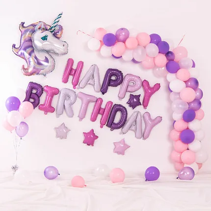 

AnQing 1set Unicorn Theme balloons 18 inch star Round Balloon Birthday Party Decor Kids Rainbow Balloon Unicorn Party Supplies