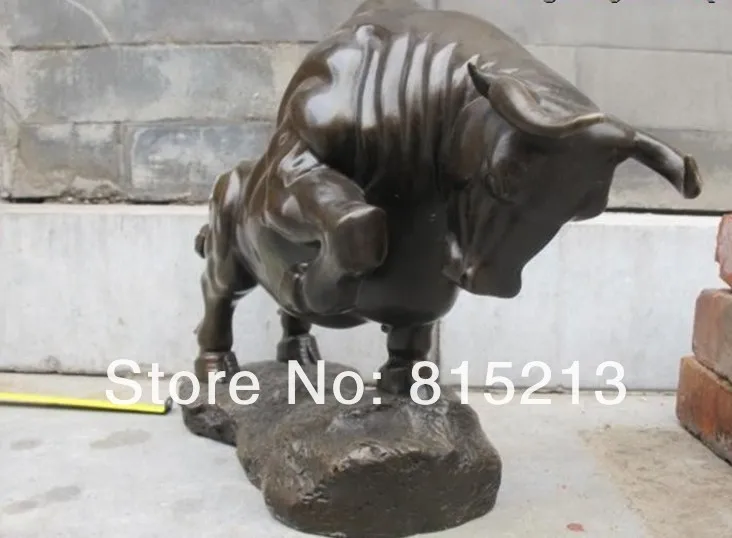 Ван 00051 Бронзовая статуя Классический Wall Street УДАЧИ OX Искусство Скульптура