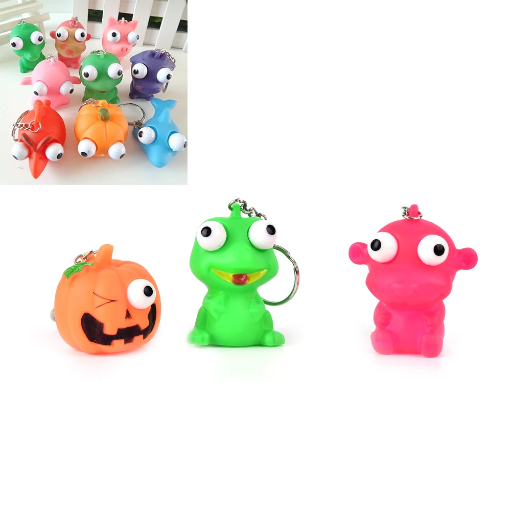 Bag Parts & Accessories 1pcs Mini Animal Anti Stress Ball Fun Antistress Extruding Big Raised Eyes Doll Squeezing Pandent For Bag Accessories Random
