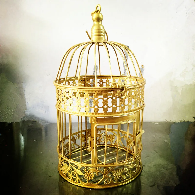 19x35 см ручной работы античный Золотистый металлический декоративный Свадебная птичья клетка Набор Свадебные украшения Свадебные сувениры и подарки
