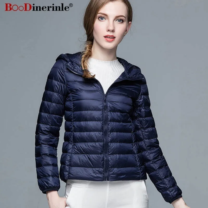 

8XL Plus Size Ultra Light Down Jacket Women White Duck Down Jacket Woman Hooded Coat Female Women's Winter Jackets BOODINERINLE