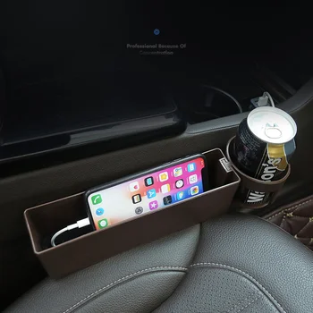 

1pcs Multi- Car Seat Slot Storage Box Foldable Quilted Drink Cup Holder Carbon/fiber/ABS/Leather Interior Modeling Car Accessory