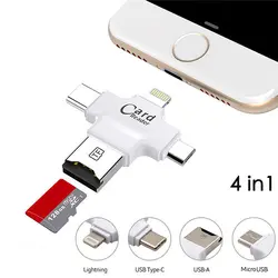 4 в 1 Micro usb Тип C OTG TF Card Reader для iOS iPhone Android samsung