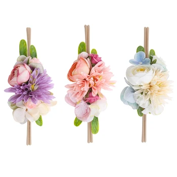 

3Pcs Cute Rabbit Ear Baby Headband Neonata Bow Flower Elastic Bandanas Baby Girls Headbands Children Turban Hair Accessories Set