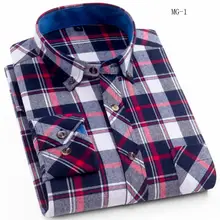 New Plaid Flannel Mens Shirts Long Sleeve Social Masculino Brand Male Shirts