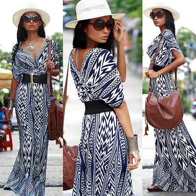 Womens celeb sexy boho dài maxi dress ladies bãi biển mùa hè đảng sun dress 2017