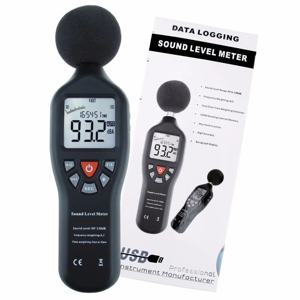 Digital Sound Level Meter Decibel 30dB - 130dB W/ Data Logging Function CD Software Noise Tester Recorder 5