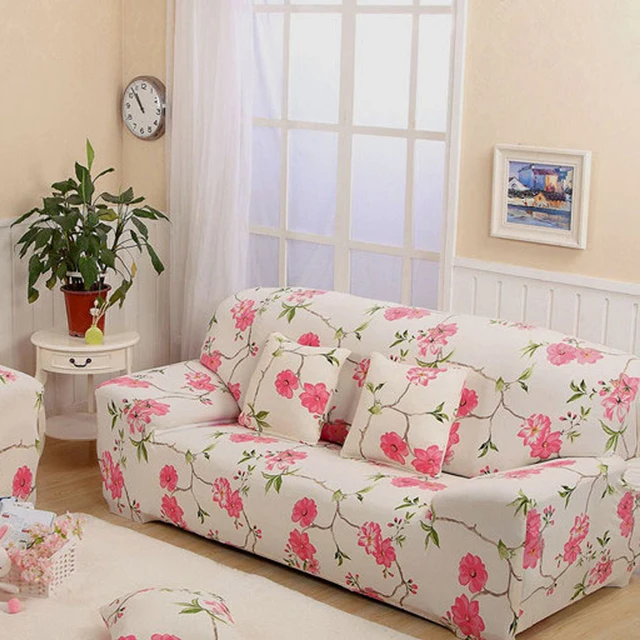 Couch Covers White Pink Sofa Furniture Slipcovers Plant Printed Couch Covers White Pink Sofa Furniture Slipcovers Plant Printed Sectional Stretch Case On The