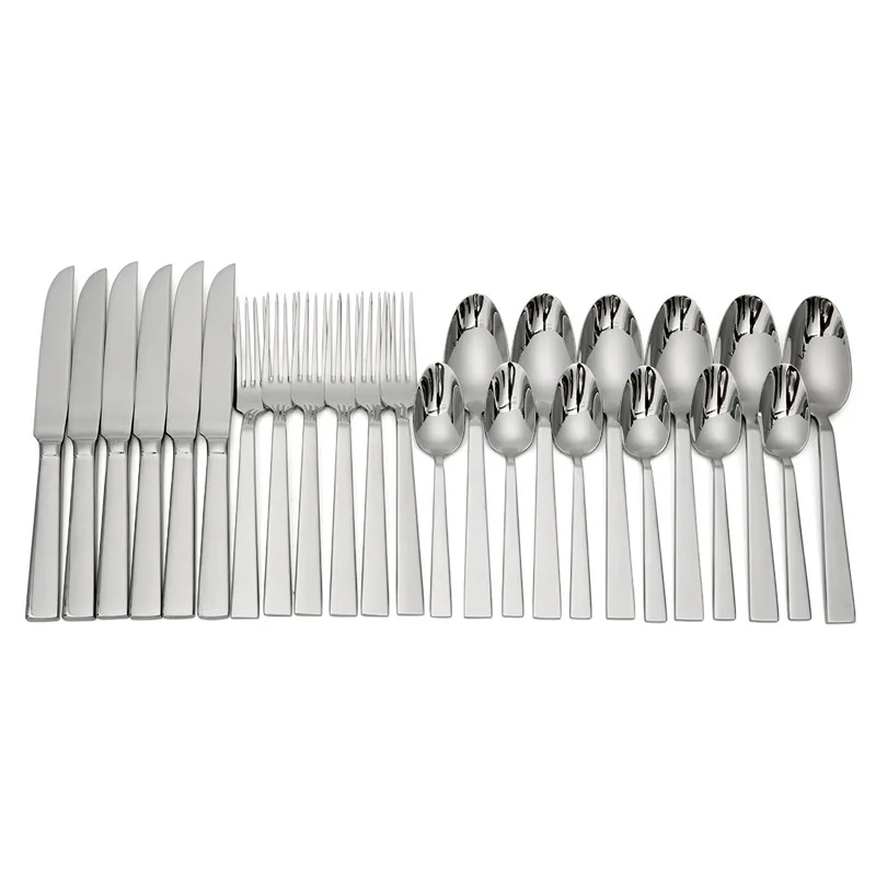 

24Pcs/Set Stainless Steel Steak Knifes Dinner Forks Tea Spoons Flatware Set High-end Dinnerware Set New Arrival