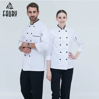 

2018 New Arrival High Quality Chef Uniform Long-sleeved Double Breasted Kitchen Bakery Restaurant Chef Jacket Workwear Chef Coat