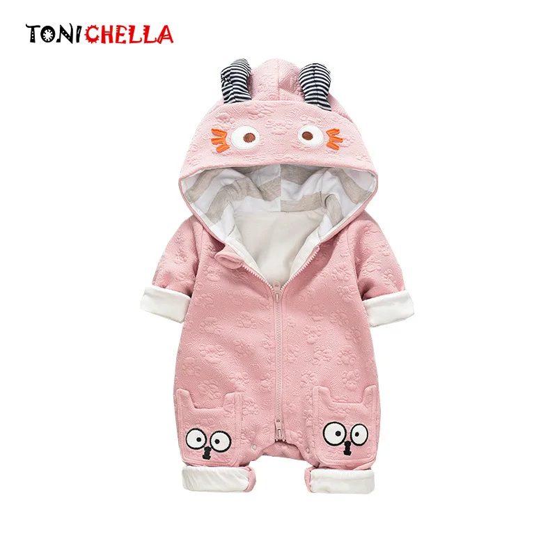 

Newborn Jumpsuit Spring Autumn Cute Cartoon Baby Rompers Long Sleeve Hooded Infant Kids Boys Girls Casual Zipper Clothes CL5566