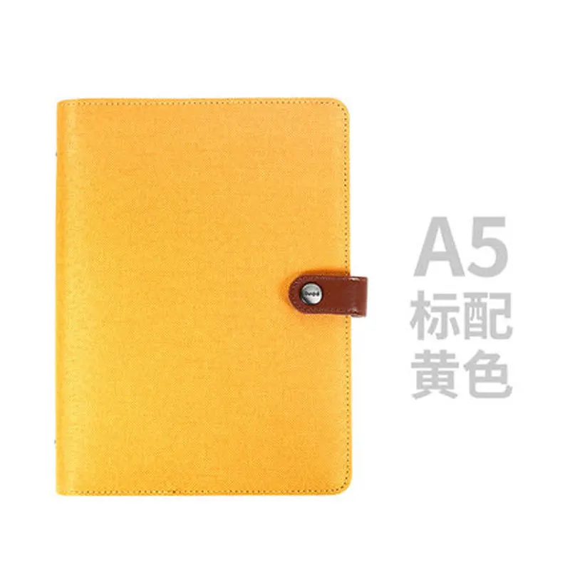 Yiwi A5 A6 Color Cloth Material Cover Notebook Snap Planner Journal Organizer Binder Stationery - Цвет: a5 Yellow