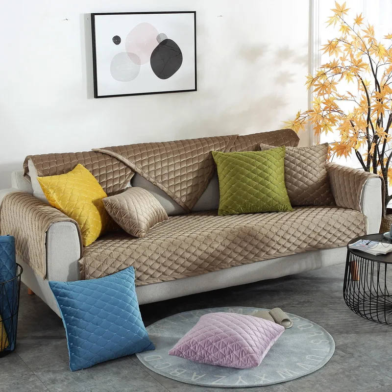 

European Style Sofa Cover Thicken Plush Sofa Slipcover Soft Non-slip Velvet Couch Cover For Living Room 1/2/3 Seater Cover Set