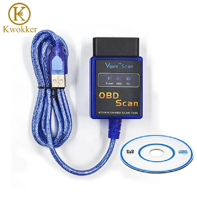 KWOKKER Vgate Scan USB ELM327 OBD2 OBD 2 интерфейс кабель автомобильный ECU диагностический