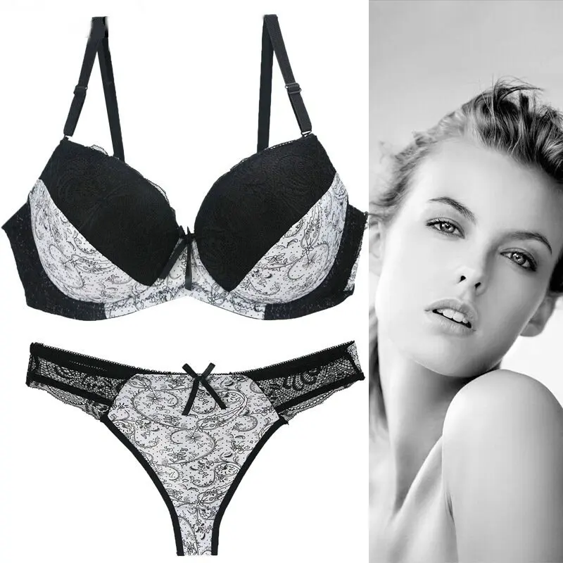 Lady Sexy Women Bra Set Plus size Floral Lace Bralette Briefs Set Elegant Thin cup Bra Underwear Women Lingerie Set Lady Sexy Women Bra Set Plus size Floral Lace Bralette Briefs Set Elegant Thin cup Bra Underwear Women Lingerie Set