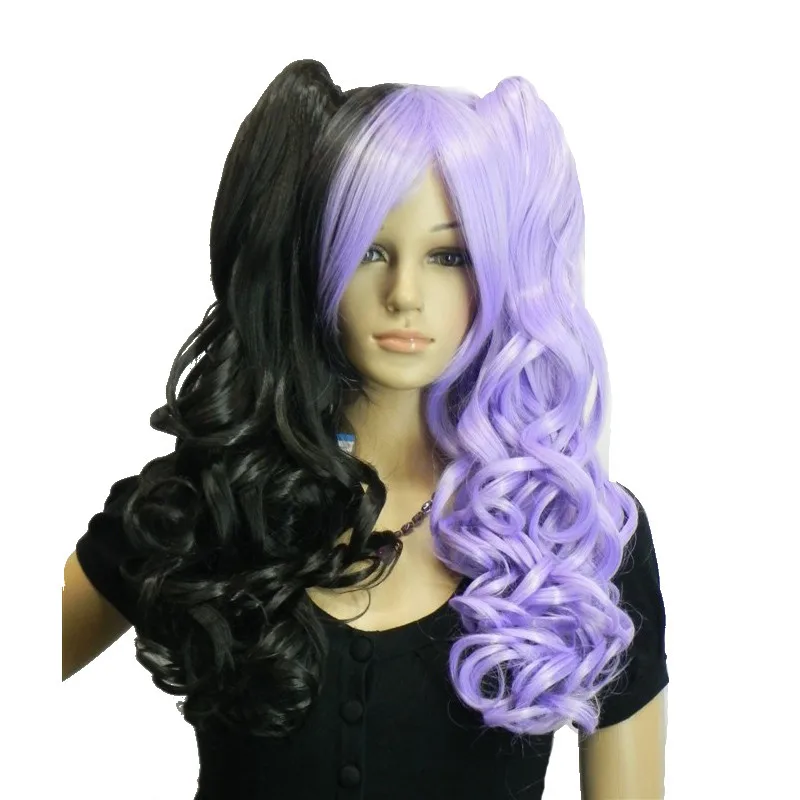 StrongBeauty Rainbow Cosplay Wig two Ponytail 2 Clip-On Long Curly Synthetic Hair Wigs