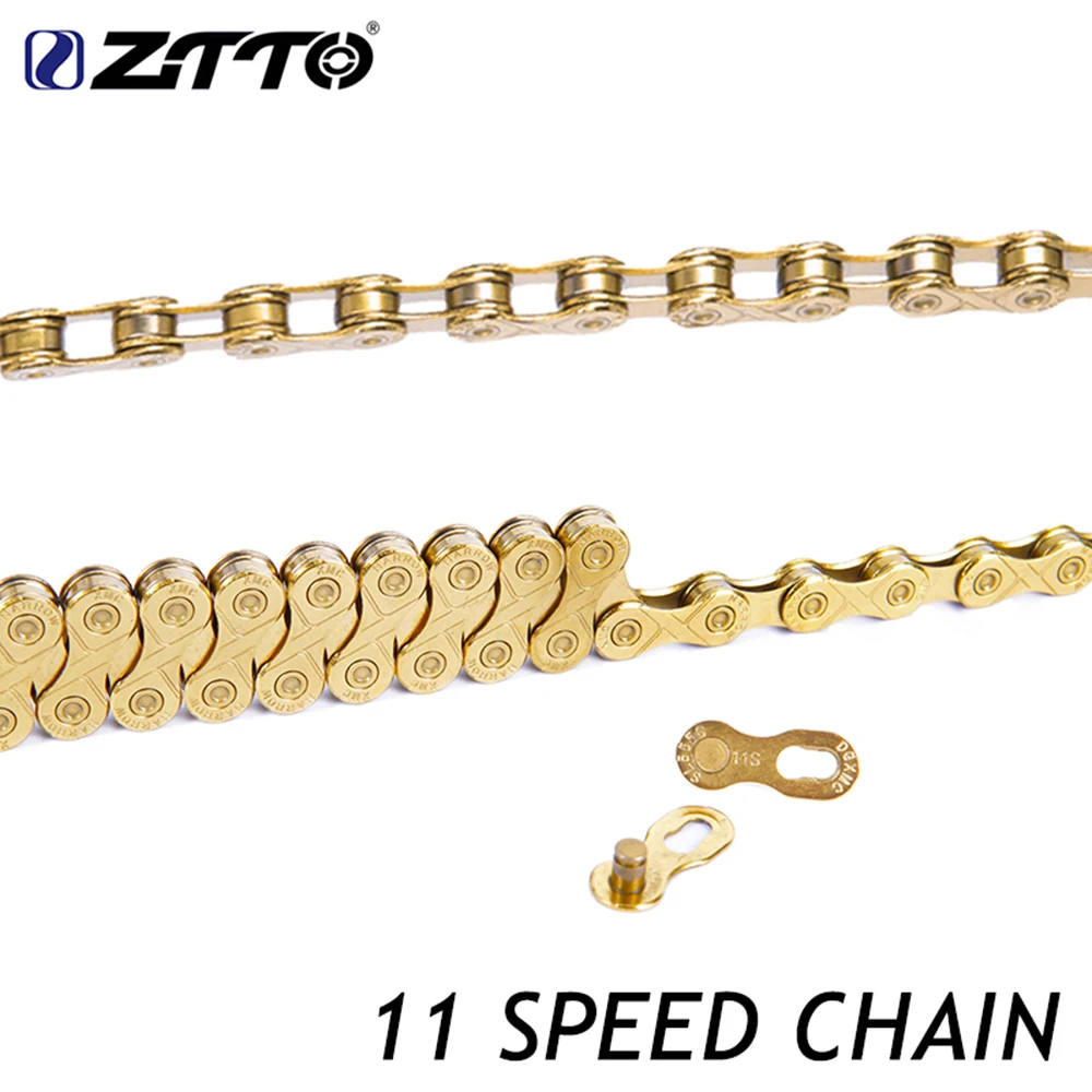 ZTTO 11 Скорость цепи велосипеда Титан нитрида золотые цепочки с Missing Link для части K7 велосипед Запчасти