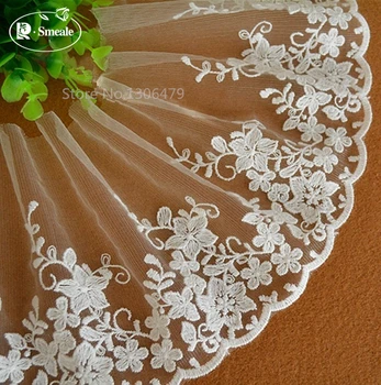 

5yards/ Lot Width 14.5cm White Cotton Wire Embroidered Lace Fabric , DIY Handmade Lace Materials, Clothing Accessories Lace RS76