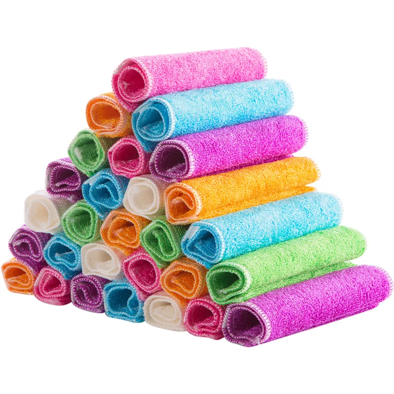 

23*18cm Dish Cloth Bamboo Fiber High Efficient Anti-grease Washing Towel Magic Kitchen Hanging Quick Drying Washcloth Towel